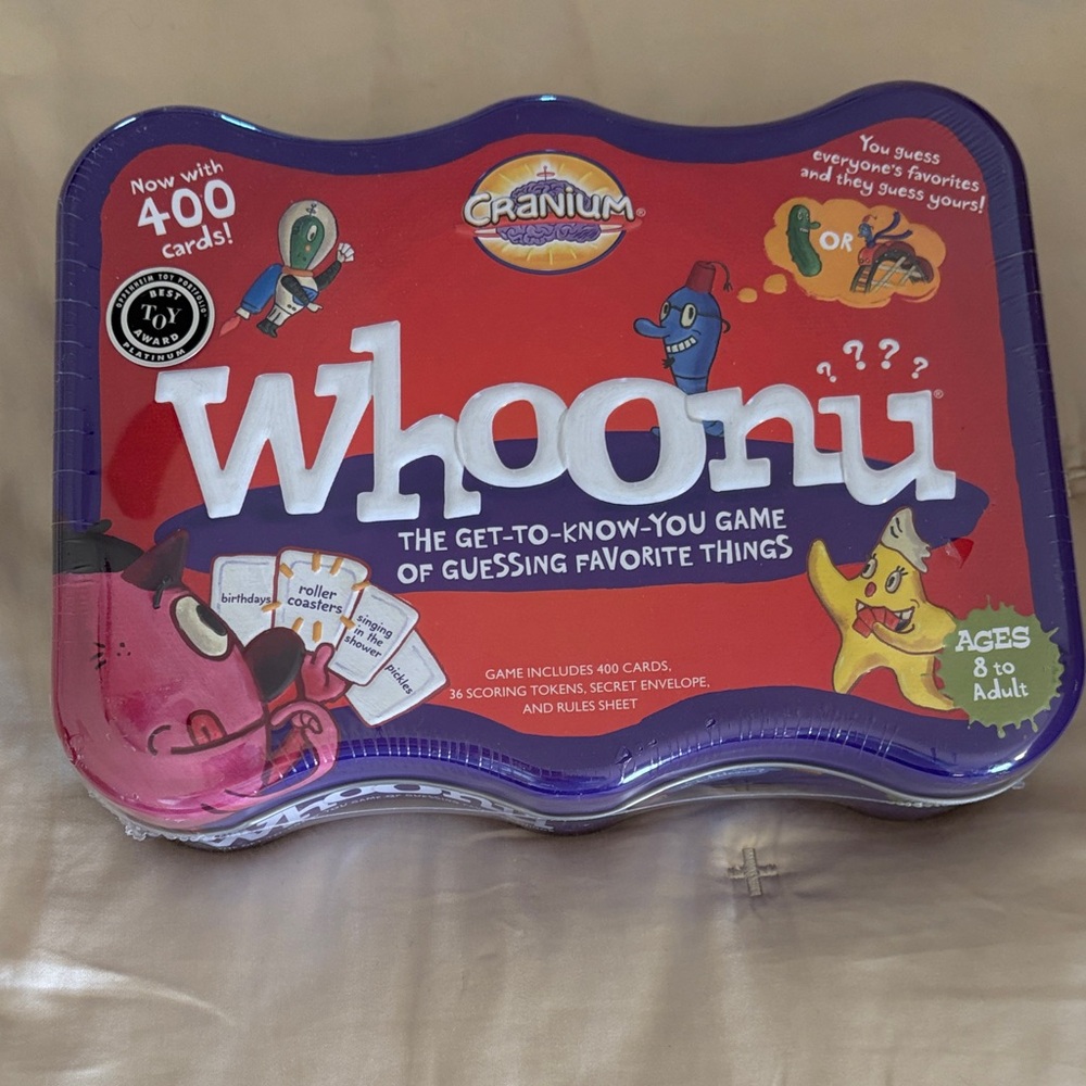 Cranium Whoonu Family Guessing Game - Red & Purple Tin